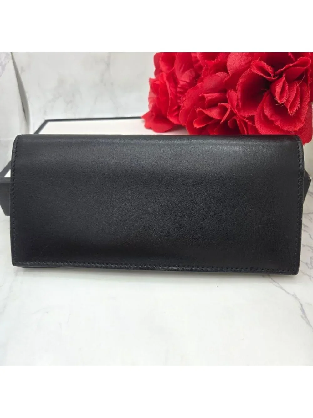 Gucci Wallet GG Marmont Silver Black